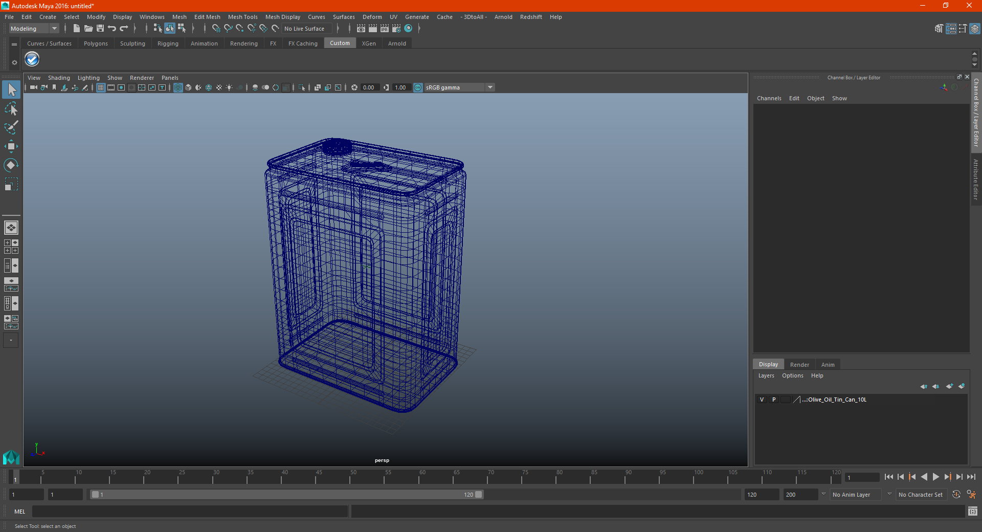 3D Olive Oil Tin Can 10L