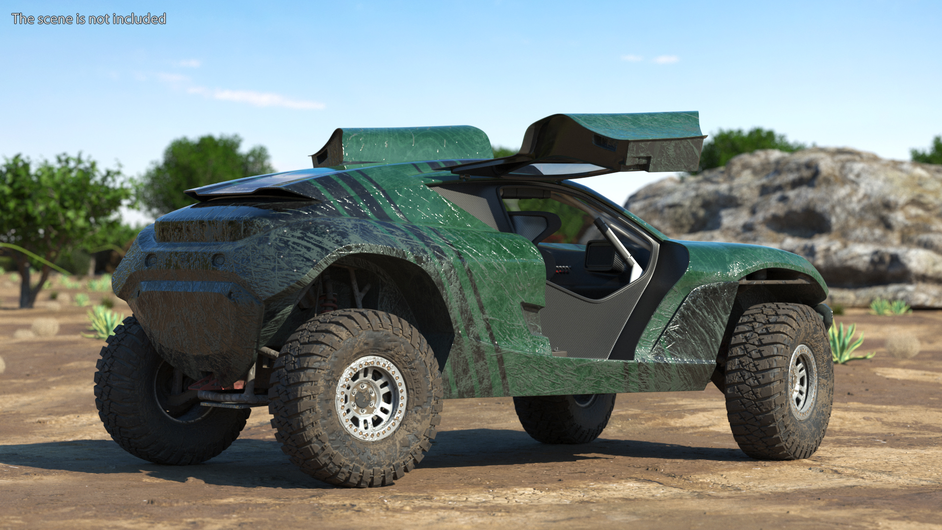3D Off Road Racing Electric SUV Dirty Rigged