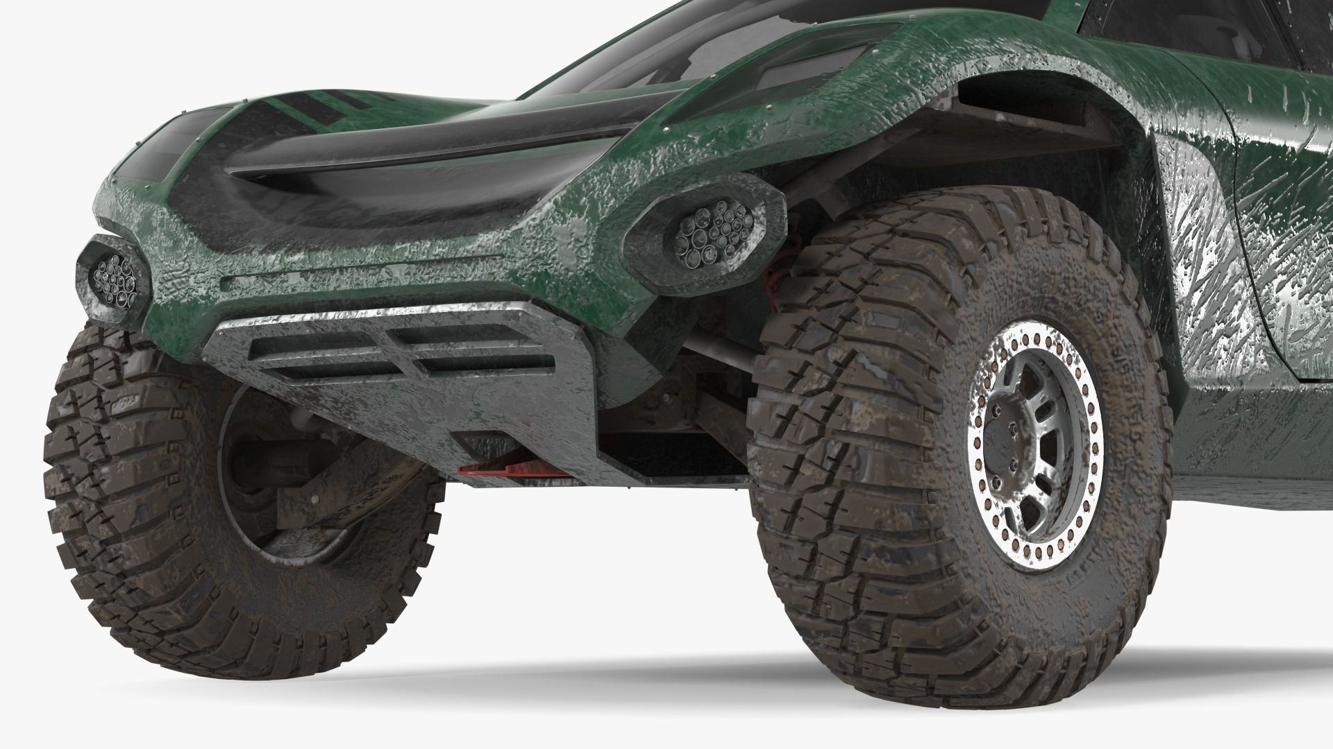 3D Off Road Racing Electric SUV Dirty Rigged