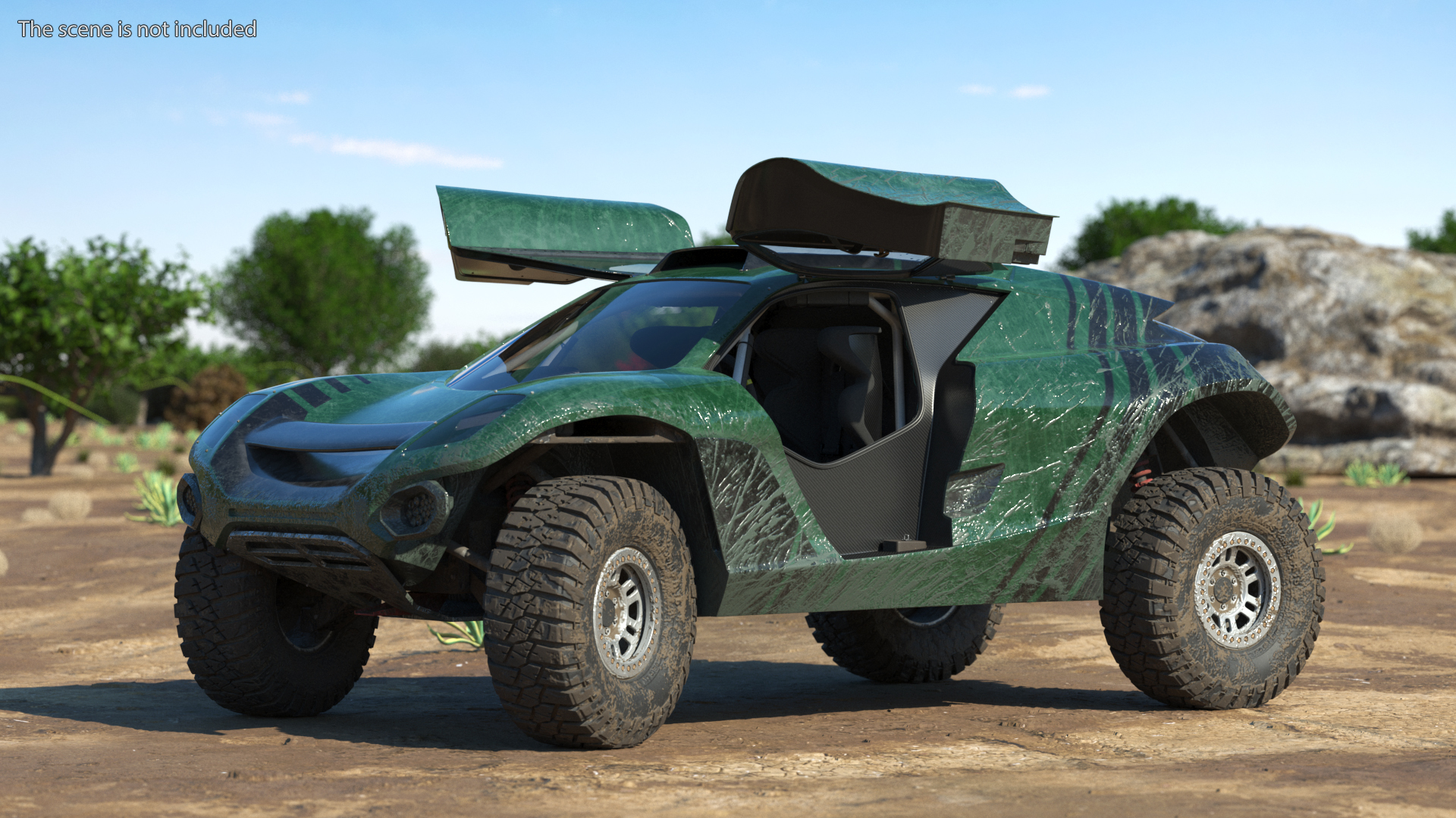 3D Off Road Racing Electric SUV Dirty Rigged