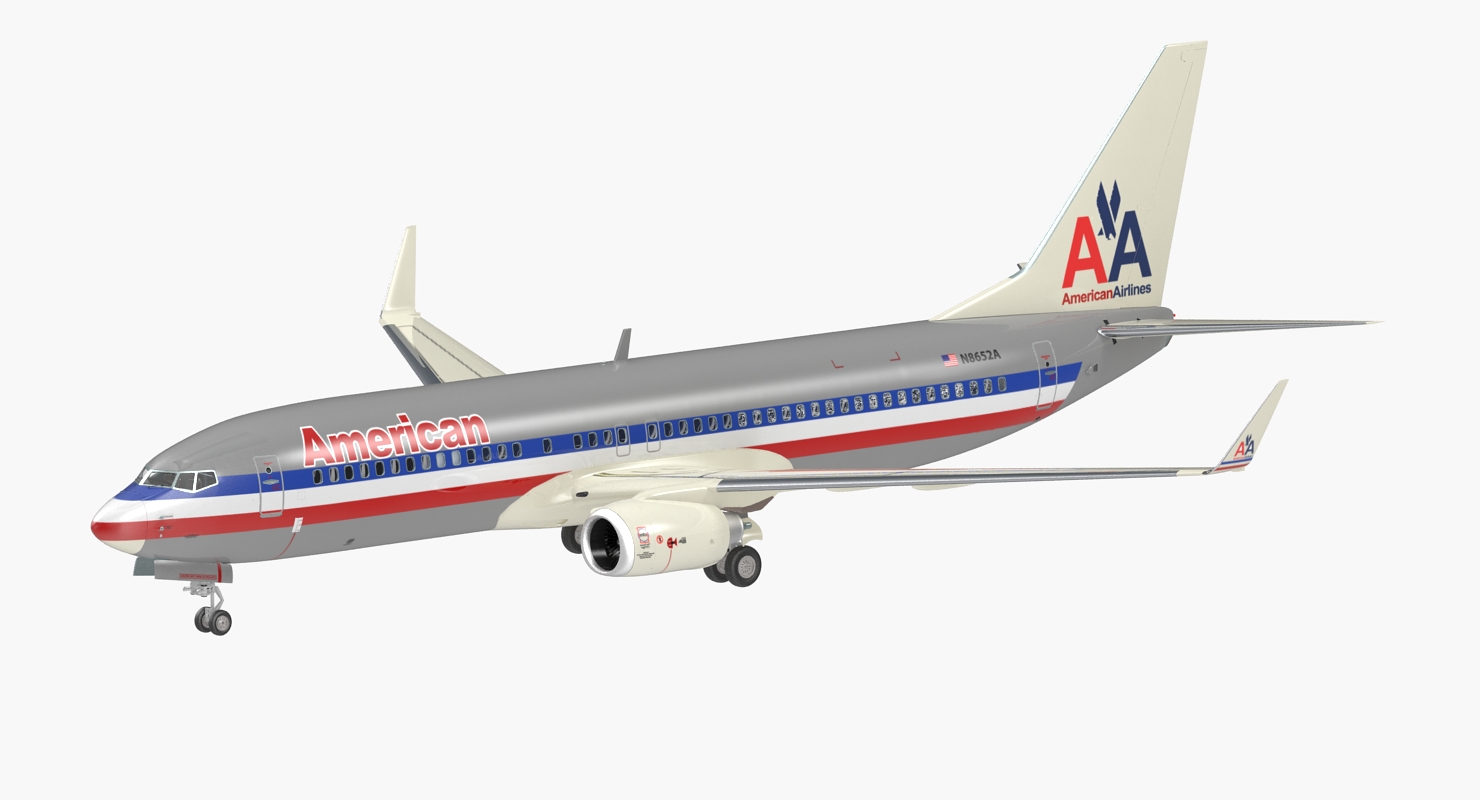 3D Boeing 737 800 with Interior American Airlines Rigged model