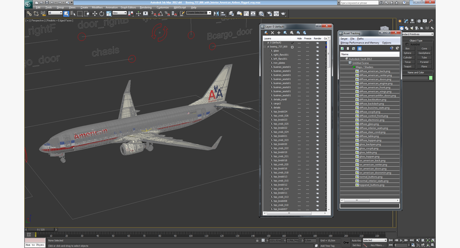 3D Boeing 737 800 with Interior American Airlines Rigged model