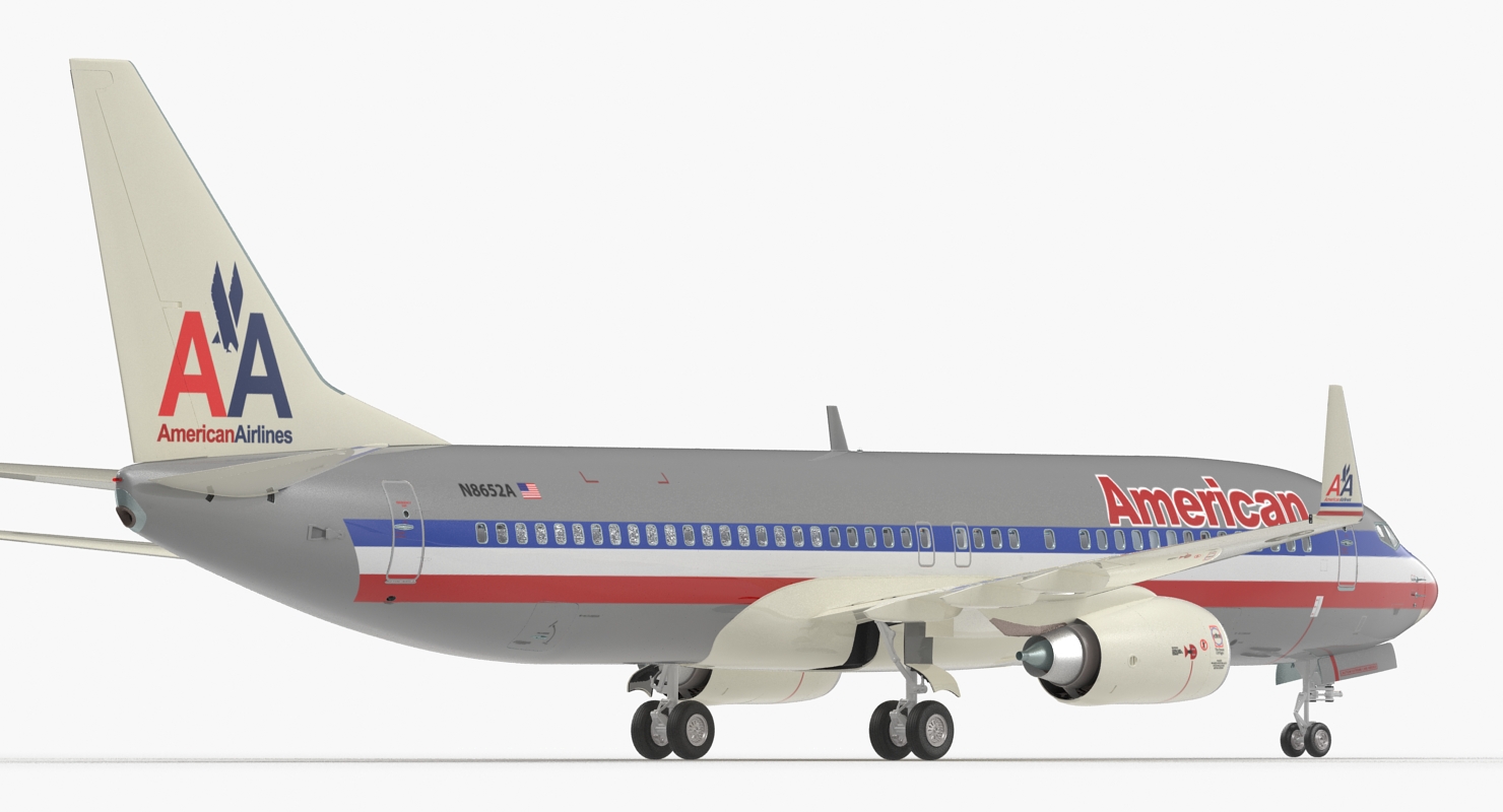 3D Boeing 737 800 with Interior American Airlines Rigged model