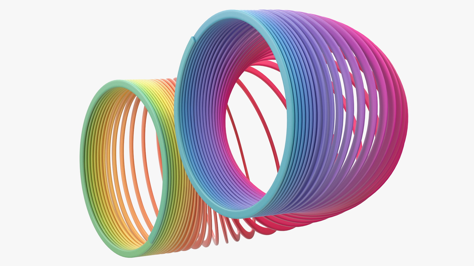 Rainbow Slinky Toy Spring Curved 3D