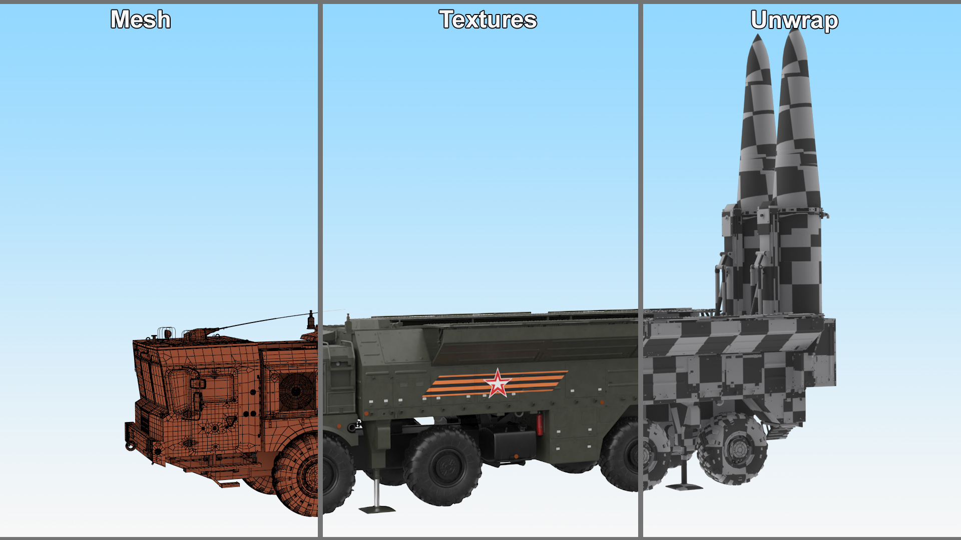 Missile System Iskander SS-26 Stone in Ready 3D model