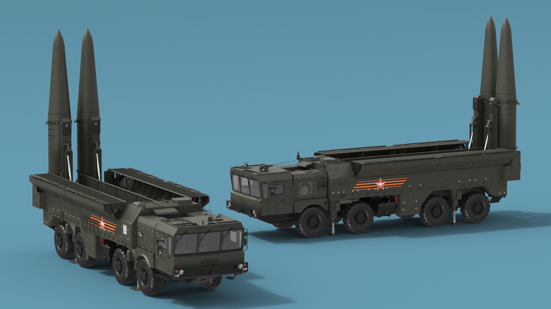 Missile System Iskander SS-26 Stone in Ready 3D model