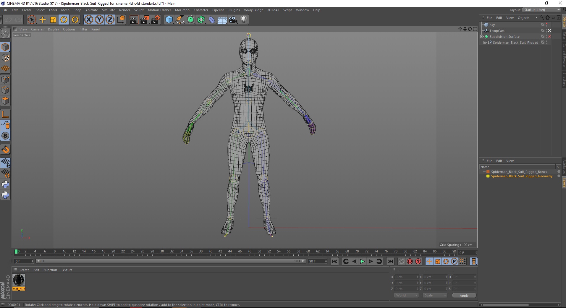 3D Spiderman Black Suit Rigged for Cinema 4D