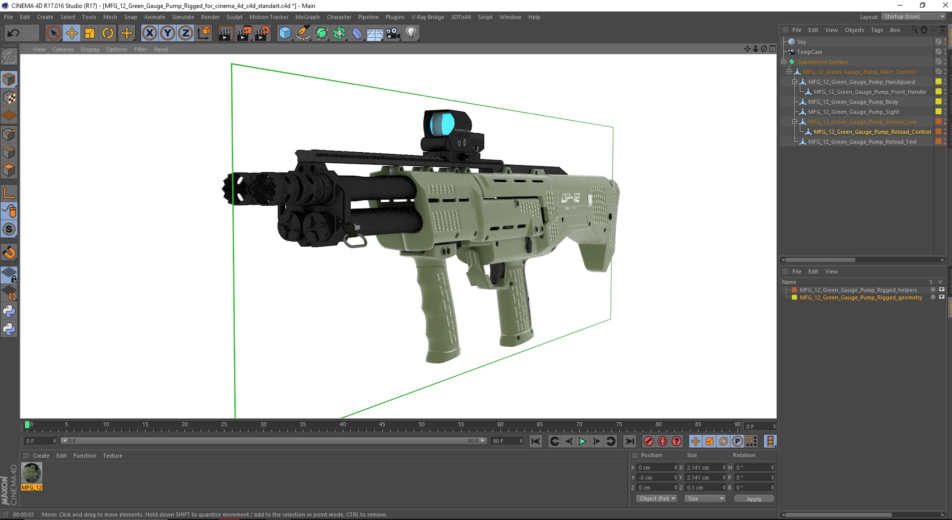 MFG 12 Green Gauge Pump Rigged for Cinema 4D 3D model