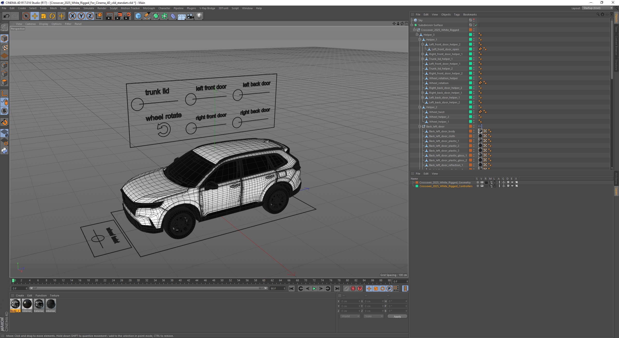 3D Crossover 2025 White Rigged for Cinema 4D