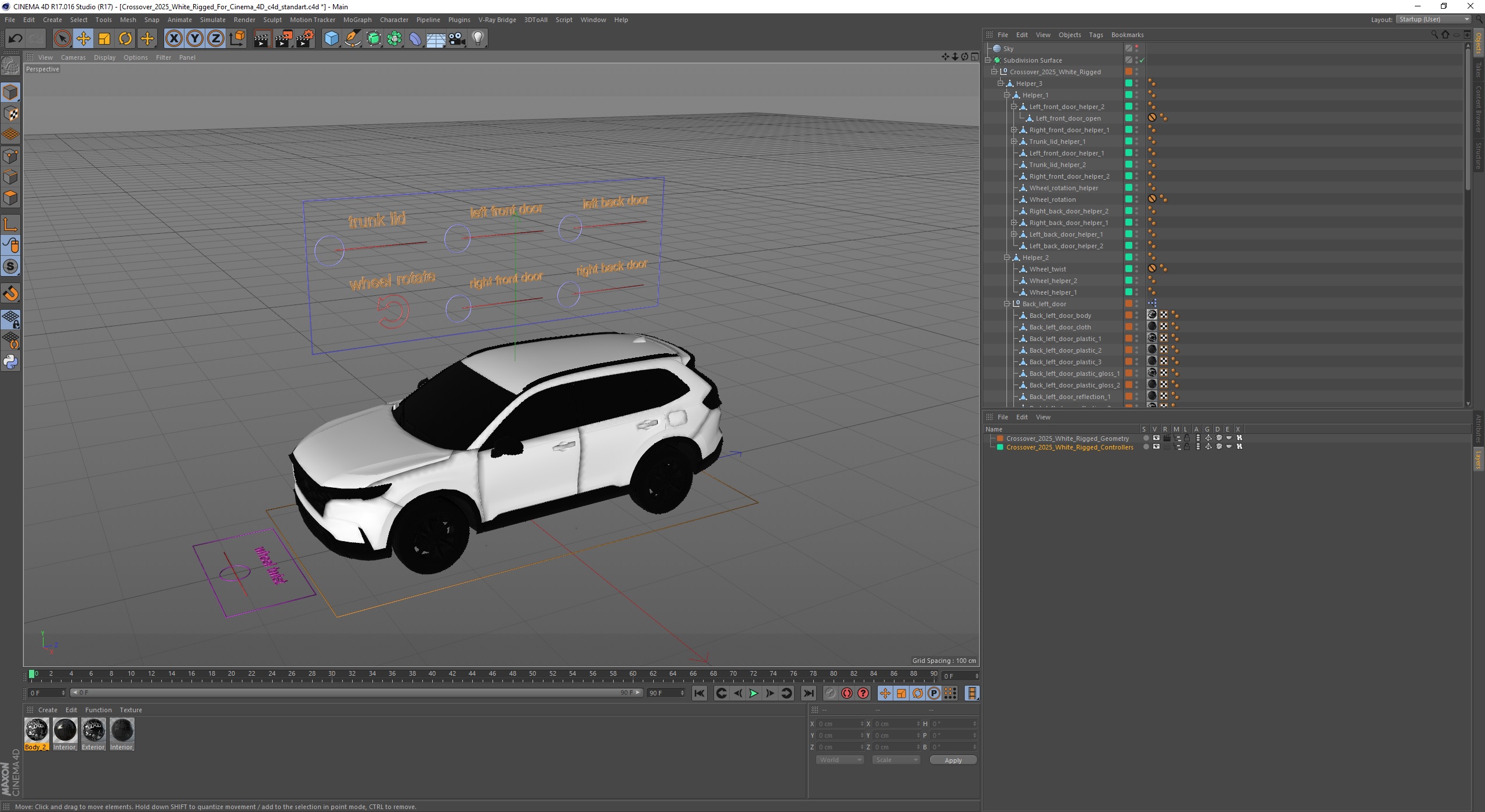 3D Crossover 2025 White Rigged for Cinema 4D