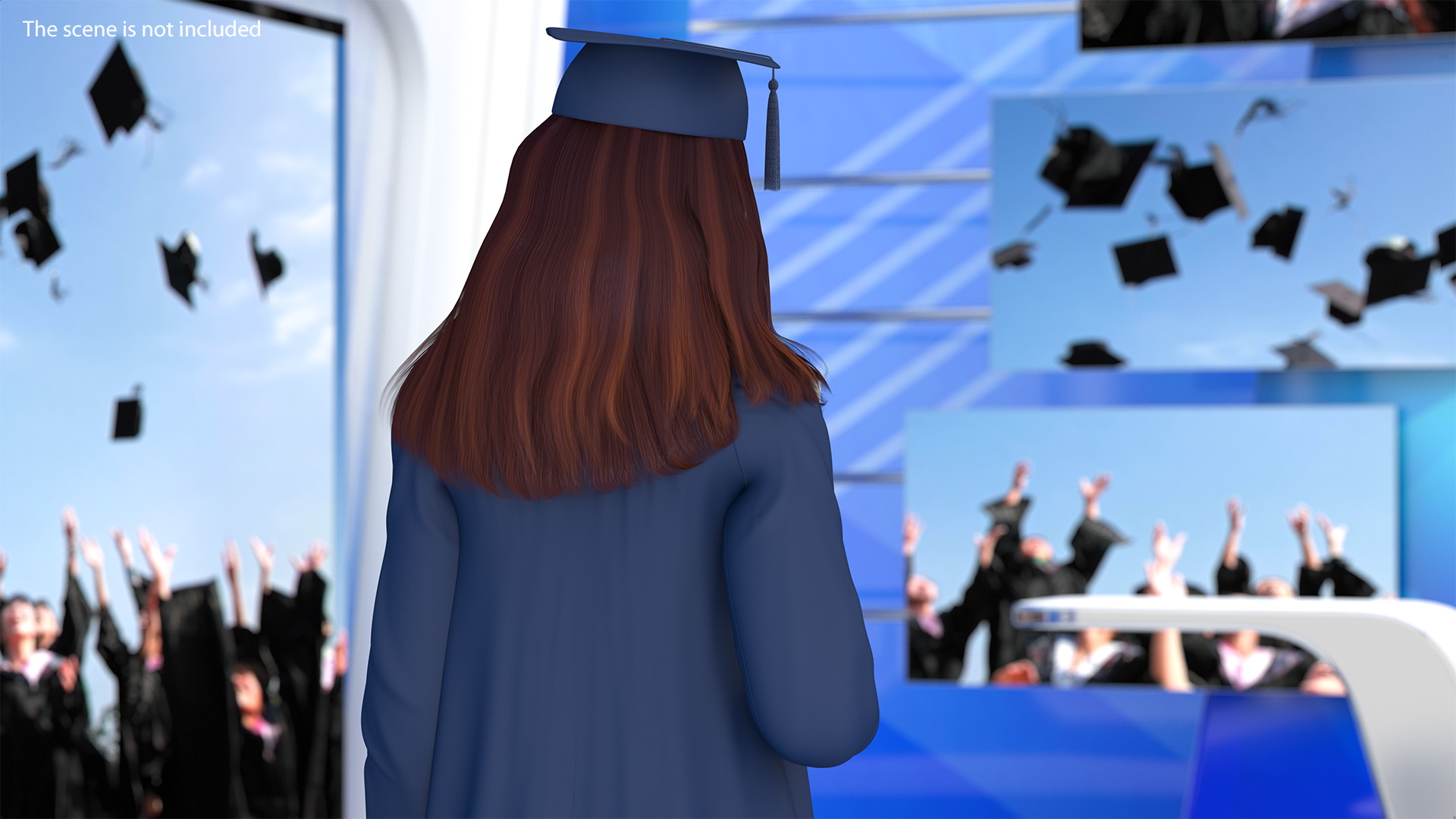 3D model Graduate Student holding Graduate Certificate