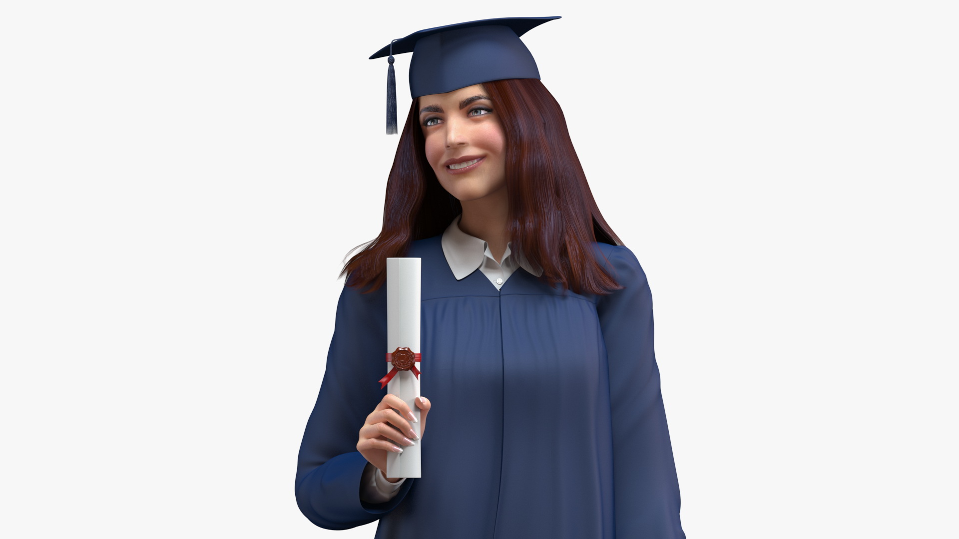 3D model Graduate Student holding Graduate Certificate