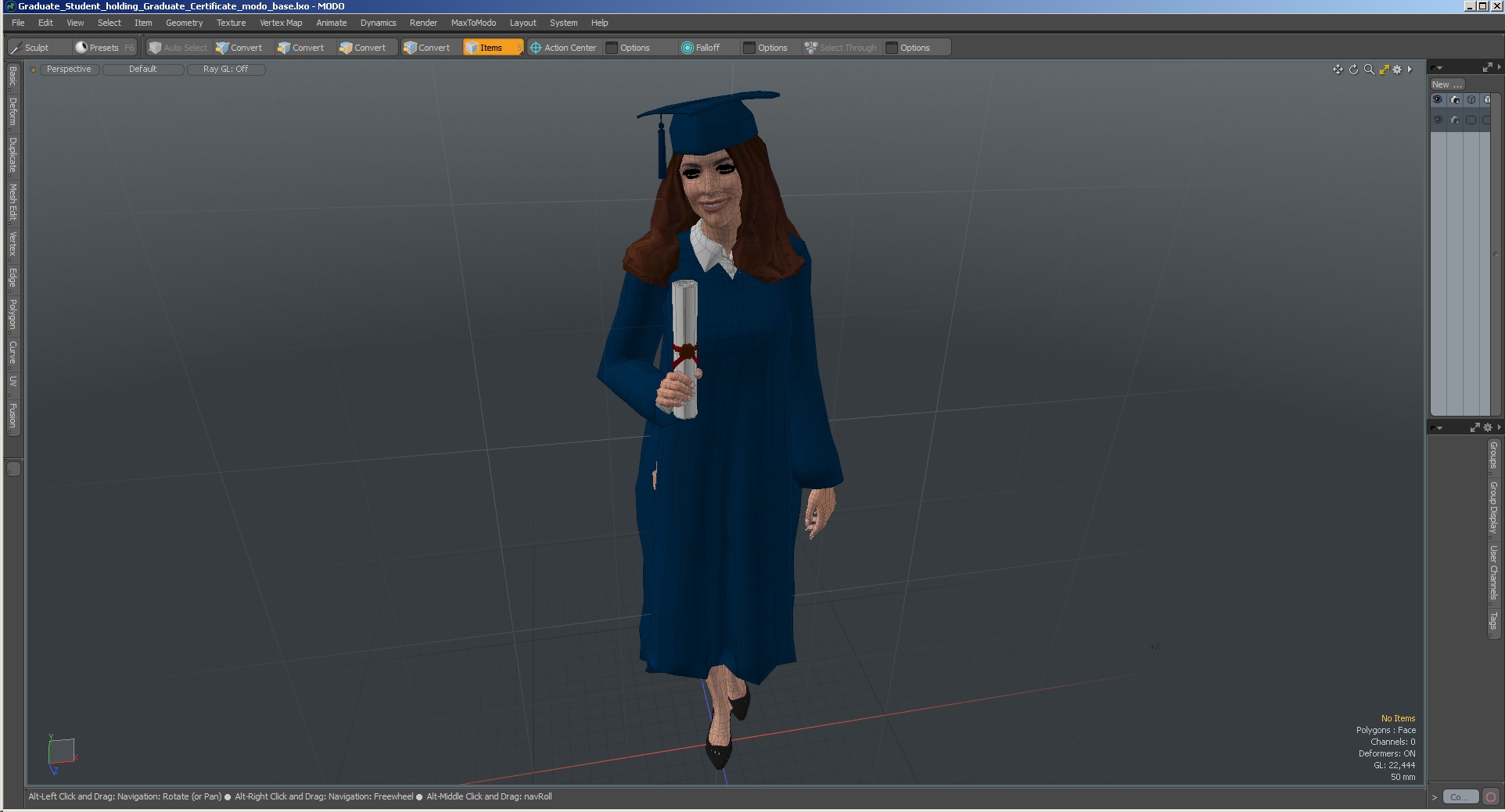 3D model Graduate Student holding Graduate Certificate
