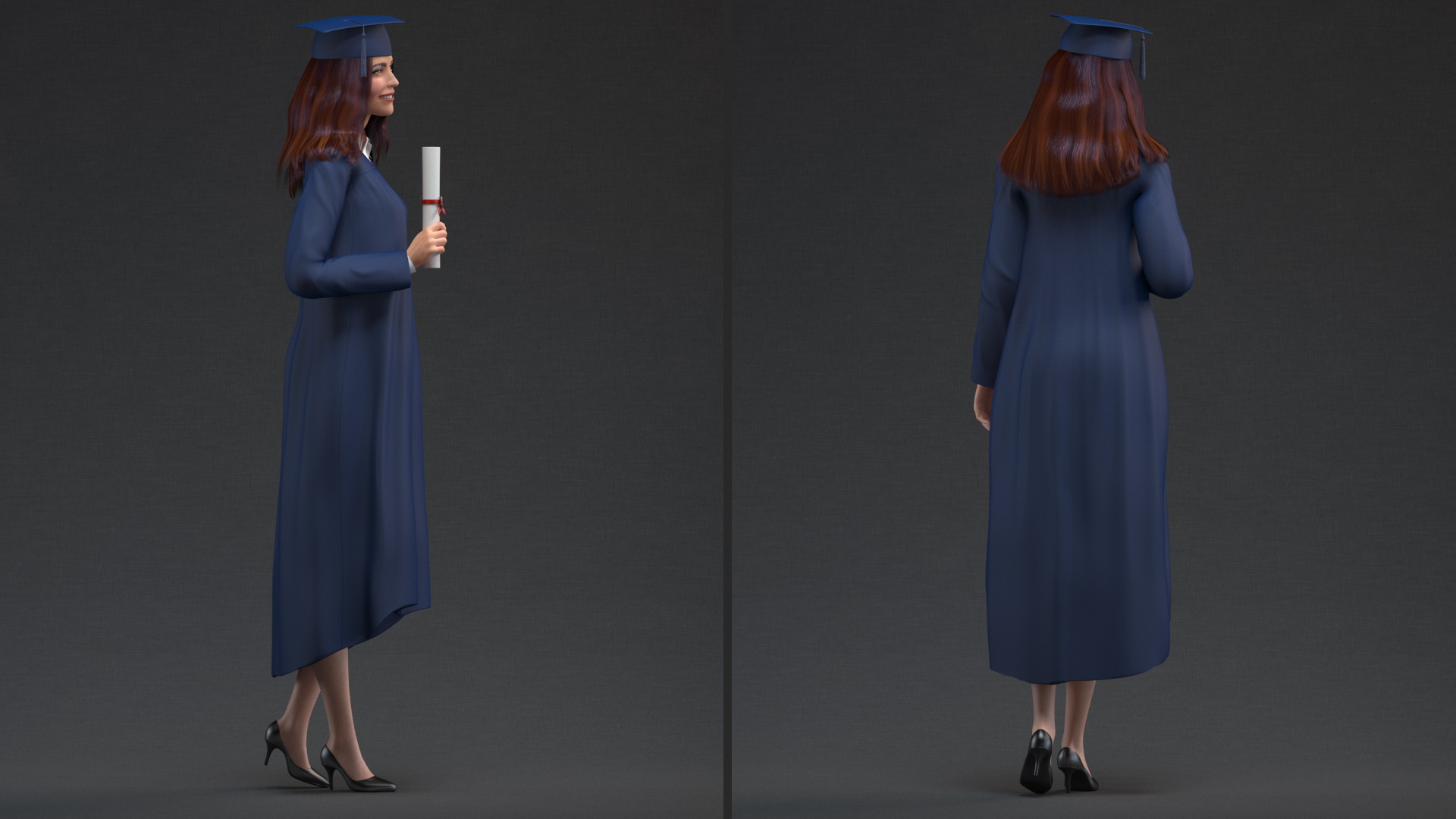 3D model Graduate Student holding Graduate Certificate