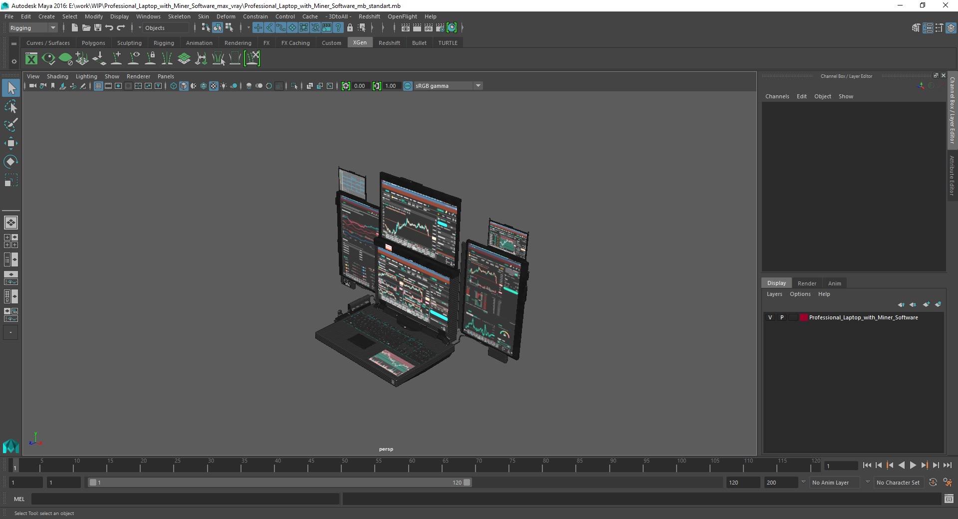 Professional Laptop with Miner Software 3D model