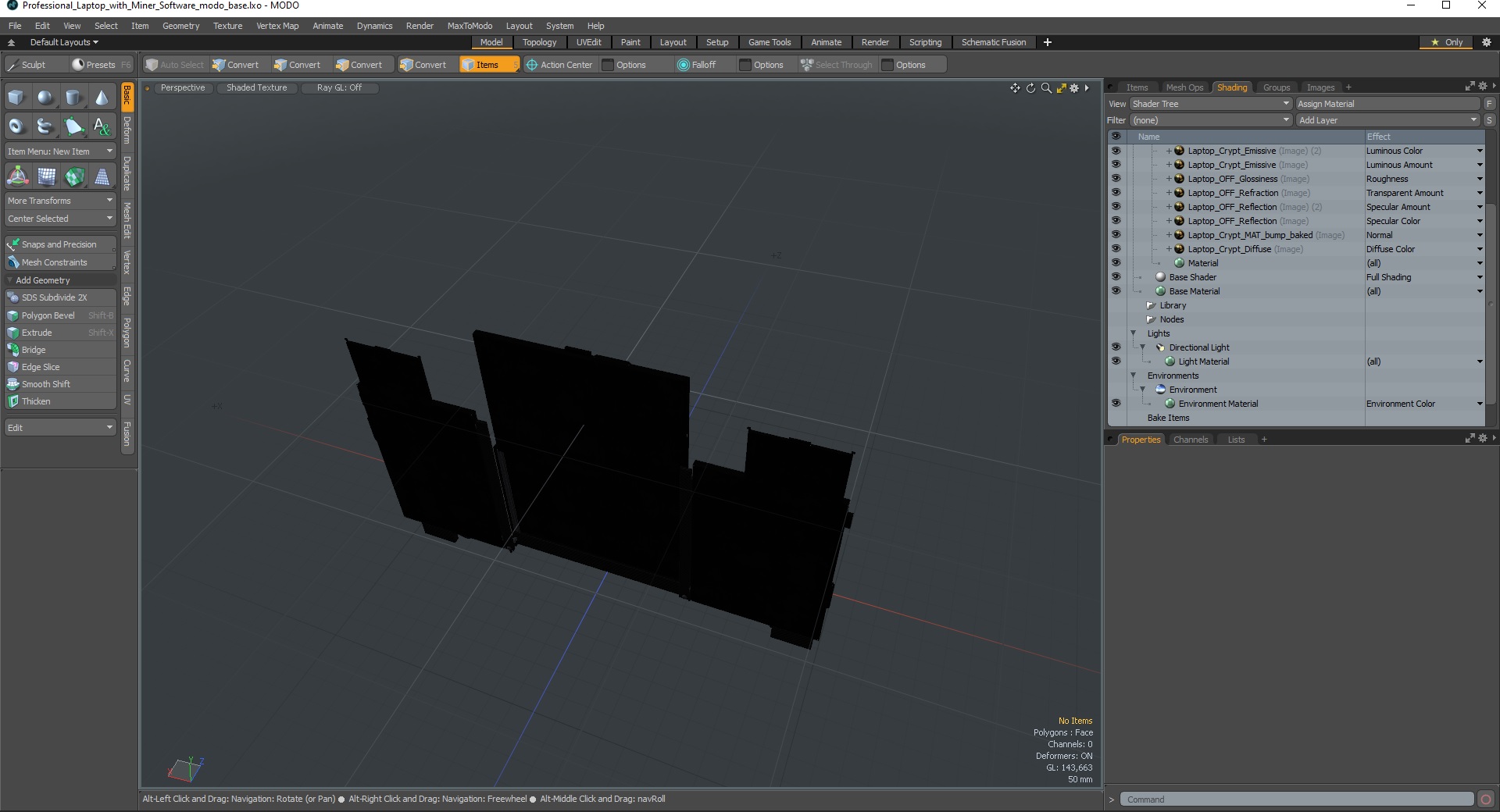 Professional Laptop with Miner Software 3D model