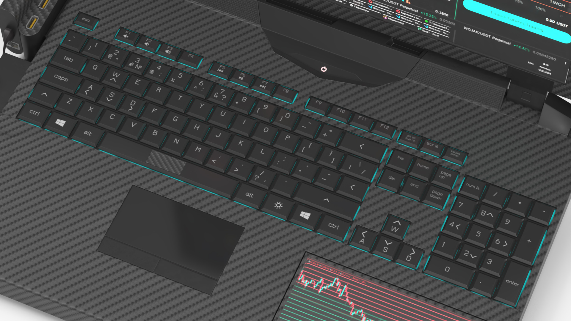 Professional Laptop with Miner Software 3D model