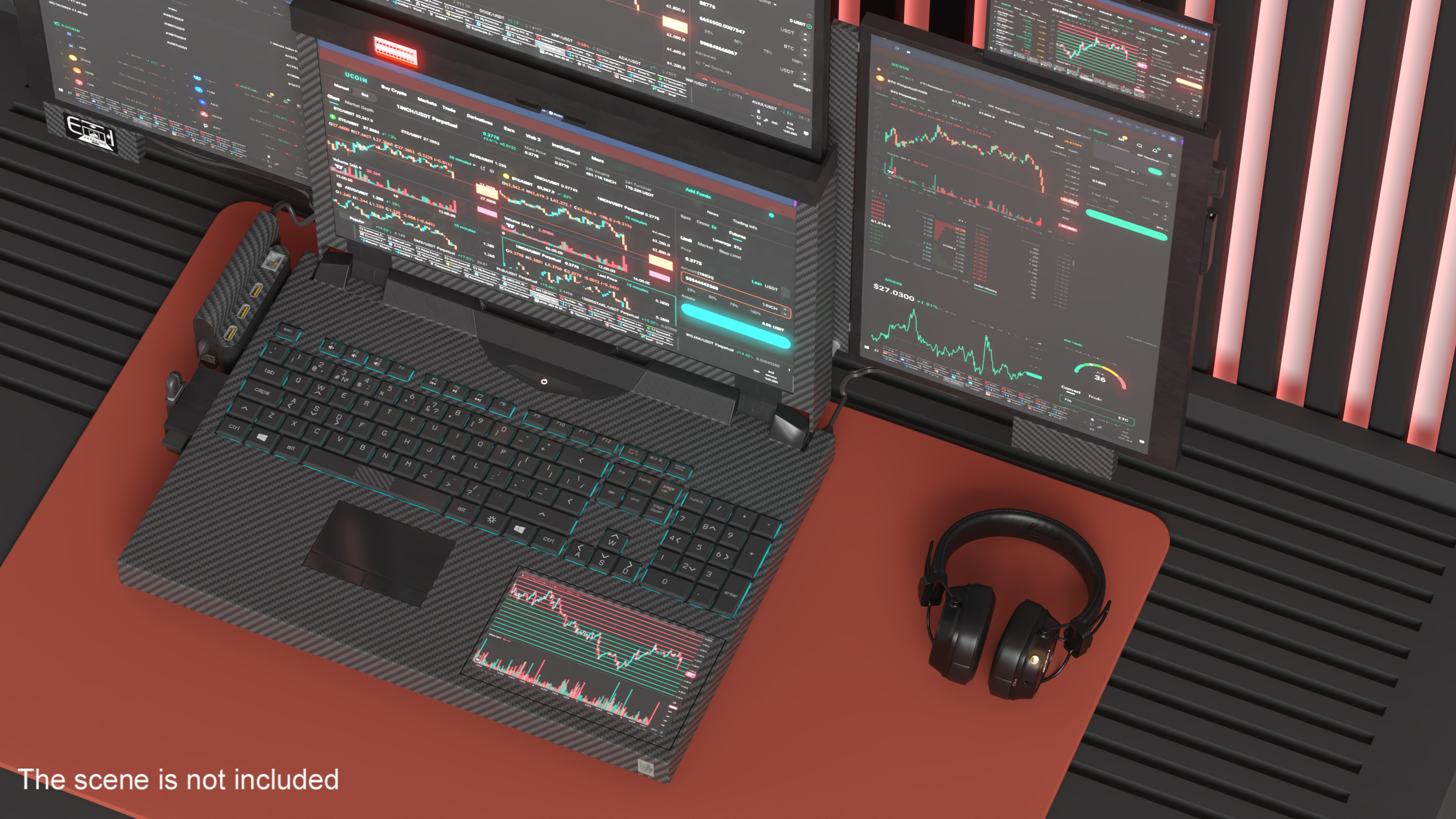 Professional Laptop with Miner Software 3D model