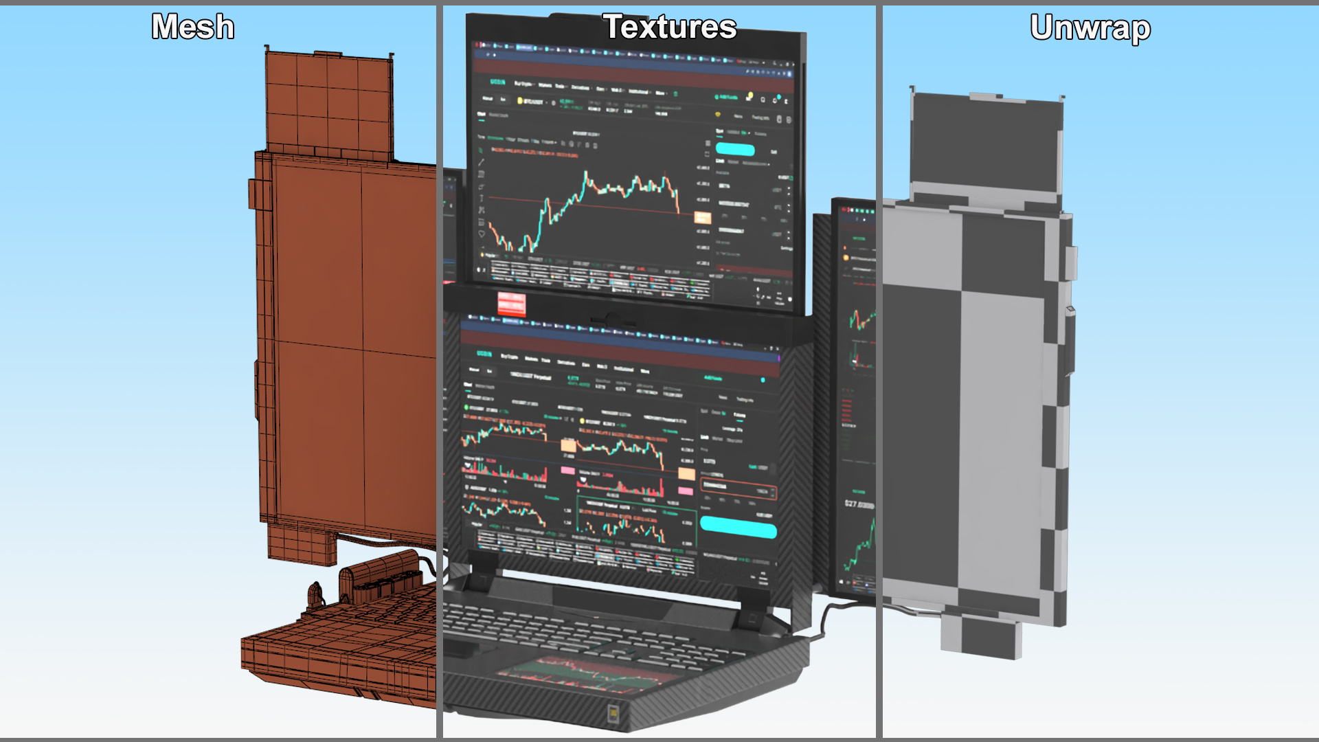 Professional Laptop with Miner Software 3D model