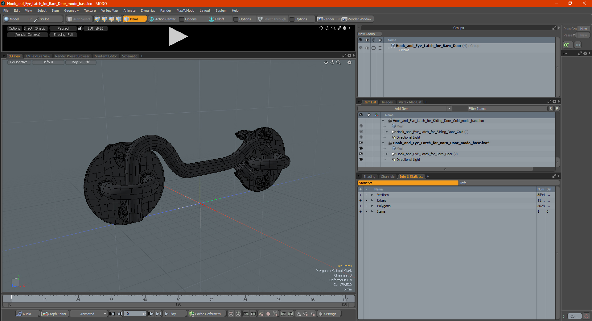 Hook and Eye Latch for Barn Door 3D