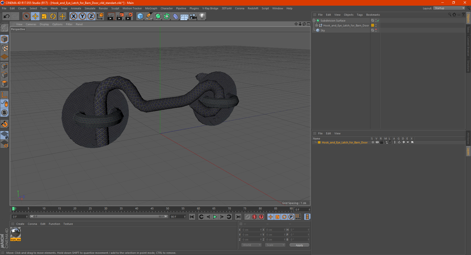 Hook and Eye Latch for Barn Door 3D