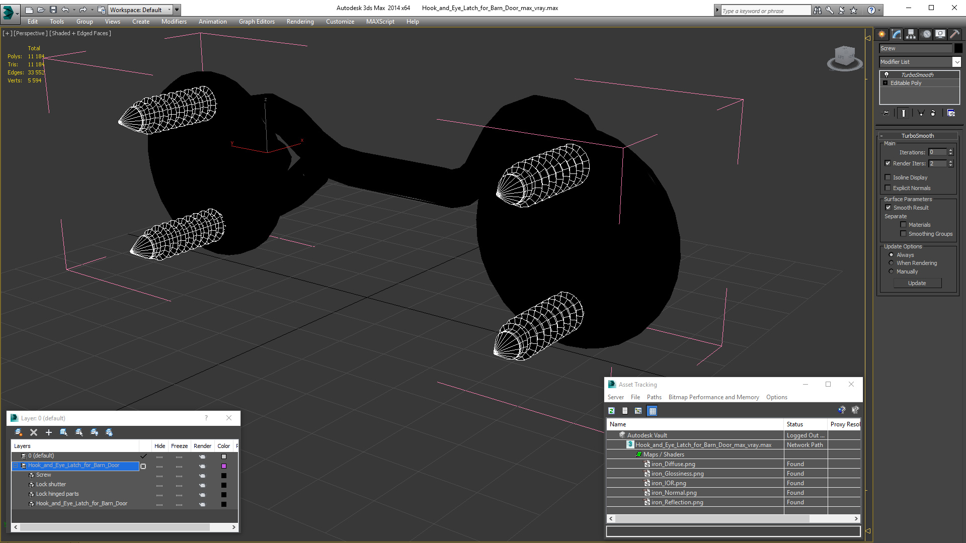 Hook and Eye Latch for Barn Door 3D