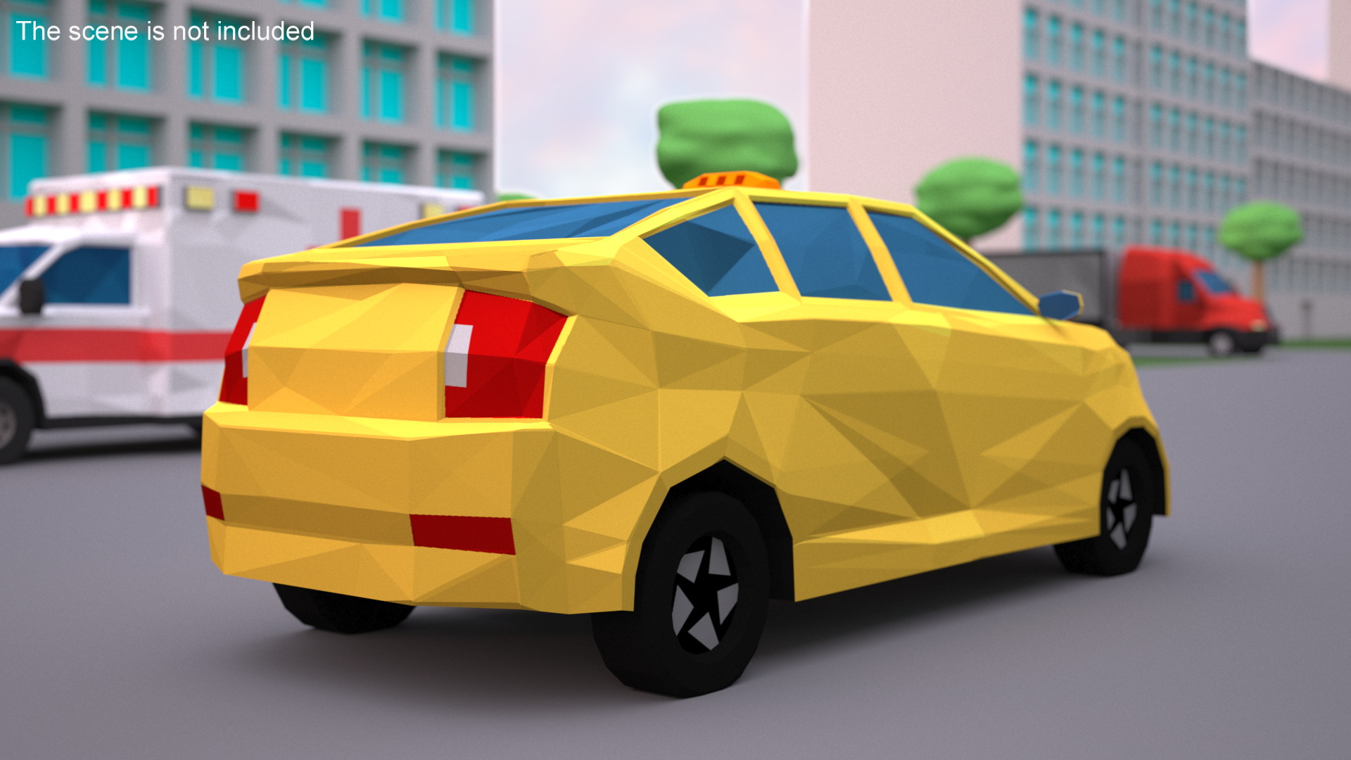3D Low Poly Stylized Model Taxi model