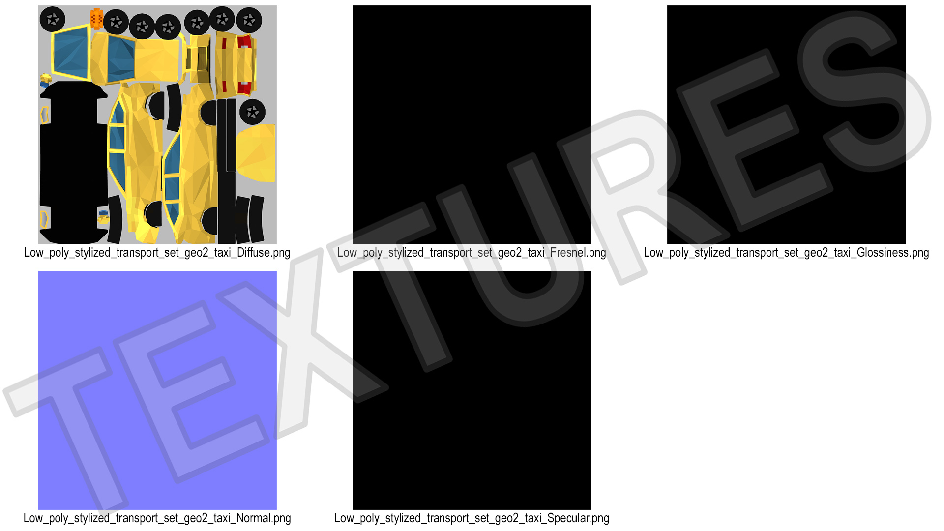 3D Low Poly Stylized Model Taxi model