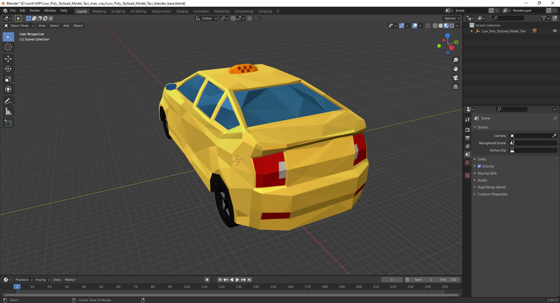 3D Low Poly Stylized Model Taxi model