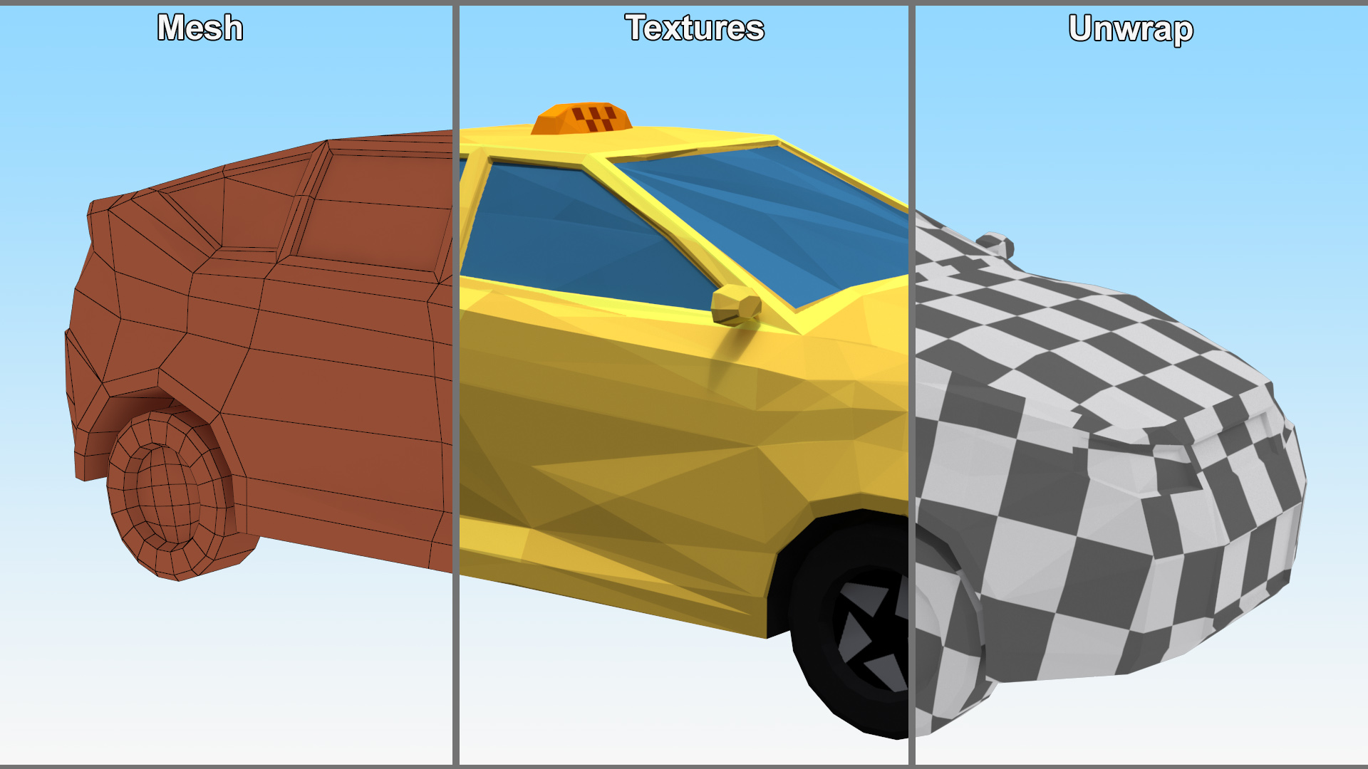 3D Low Poly Stylized Model Taxi model