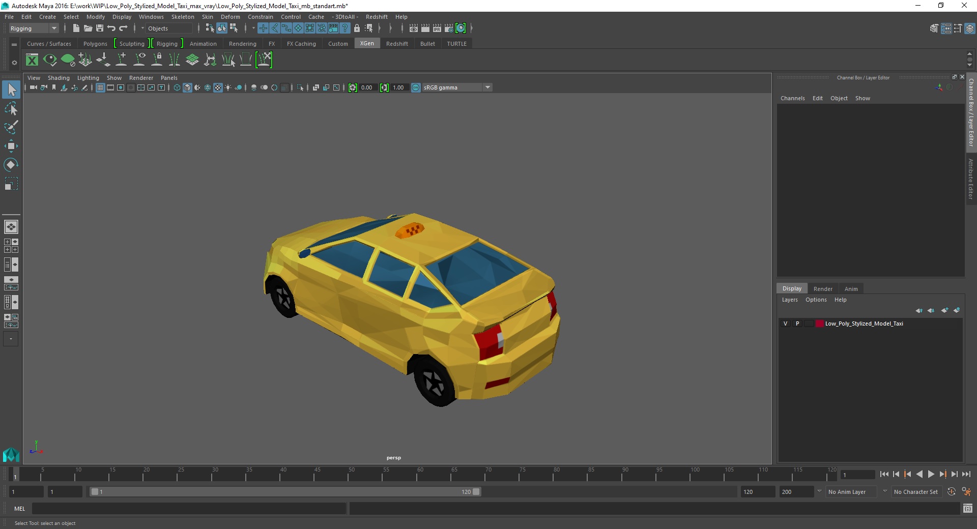 3D Low Poly Stylized Model Taxi model