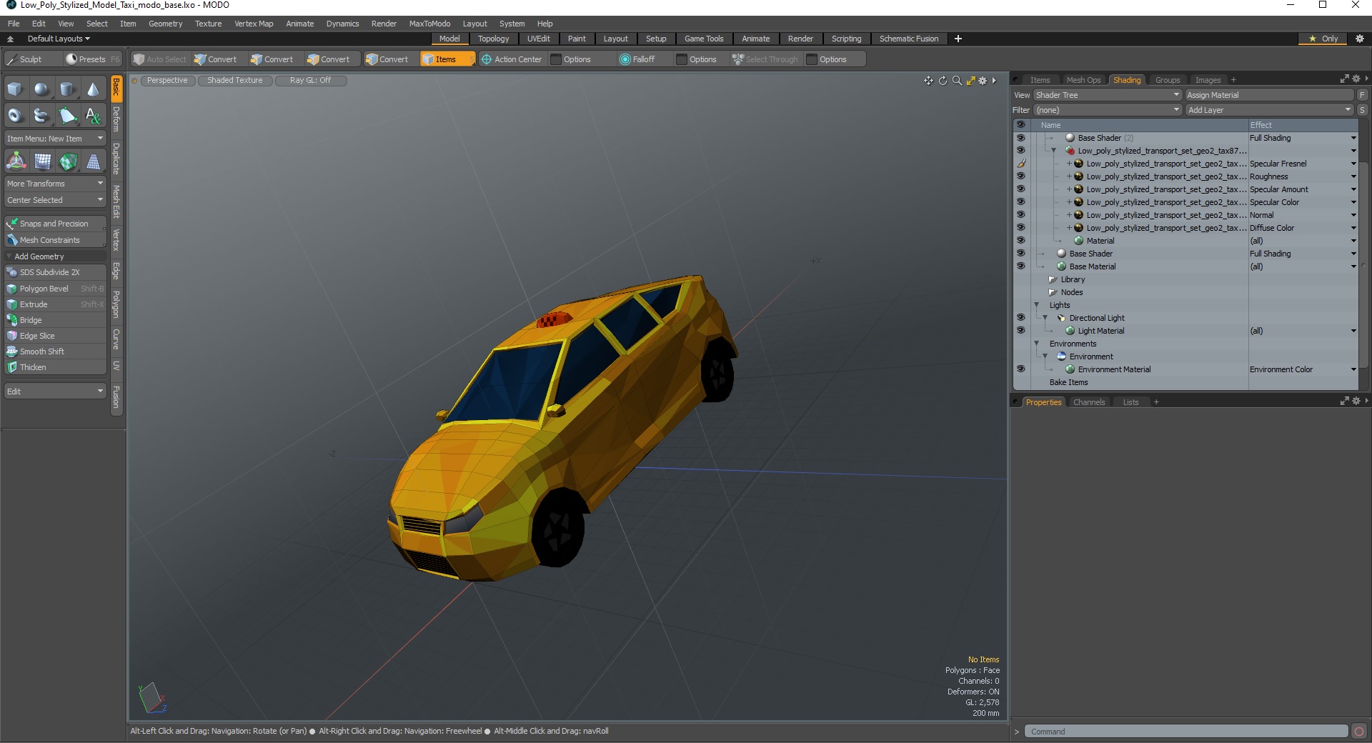 3D Low Poly Stylized Model Taxi model