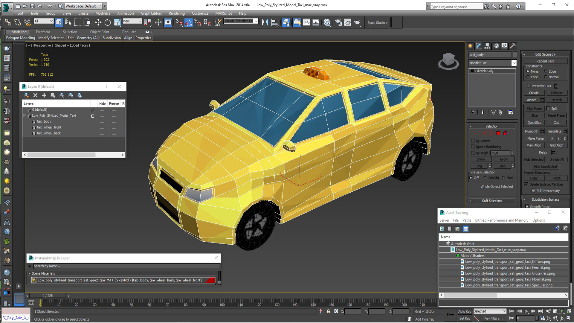 3D Low Poly Stylized Model Taxi model