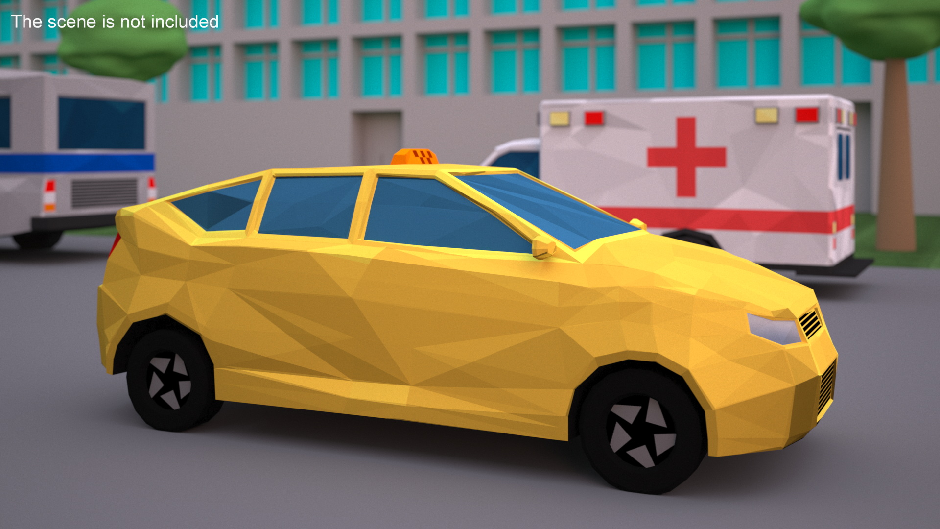 3D Low Poly Stylized Model Taxi model