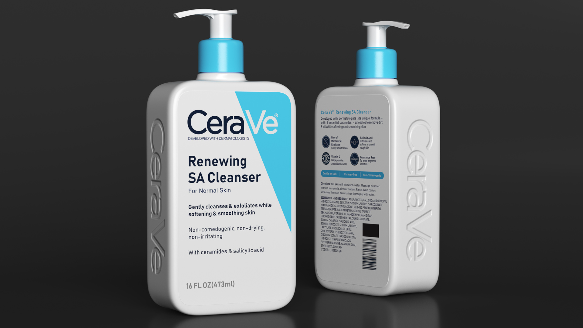 CeraVe Cleanser Dispenser Bottle 473 ml Blue 3D model