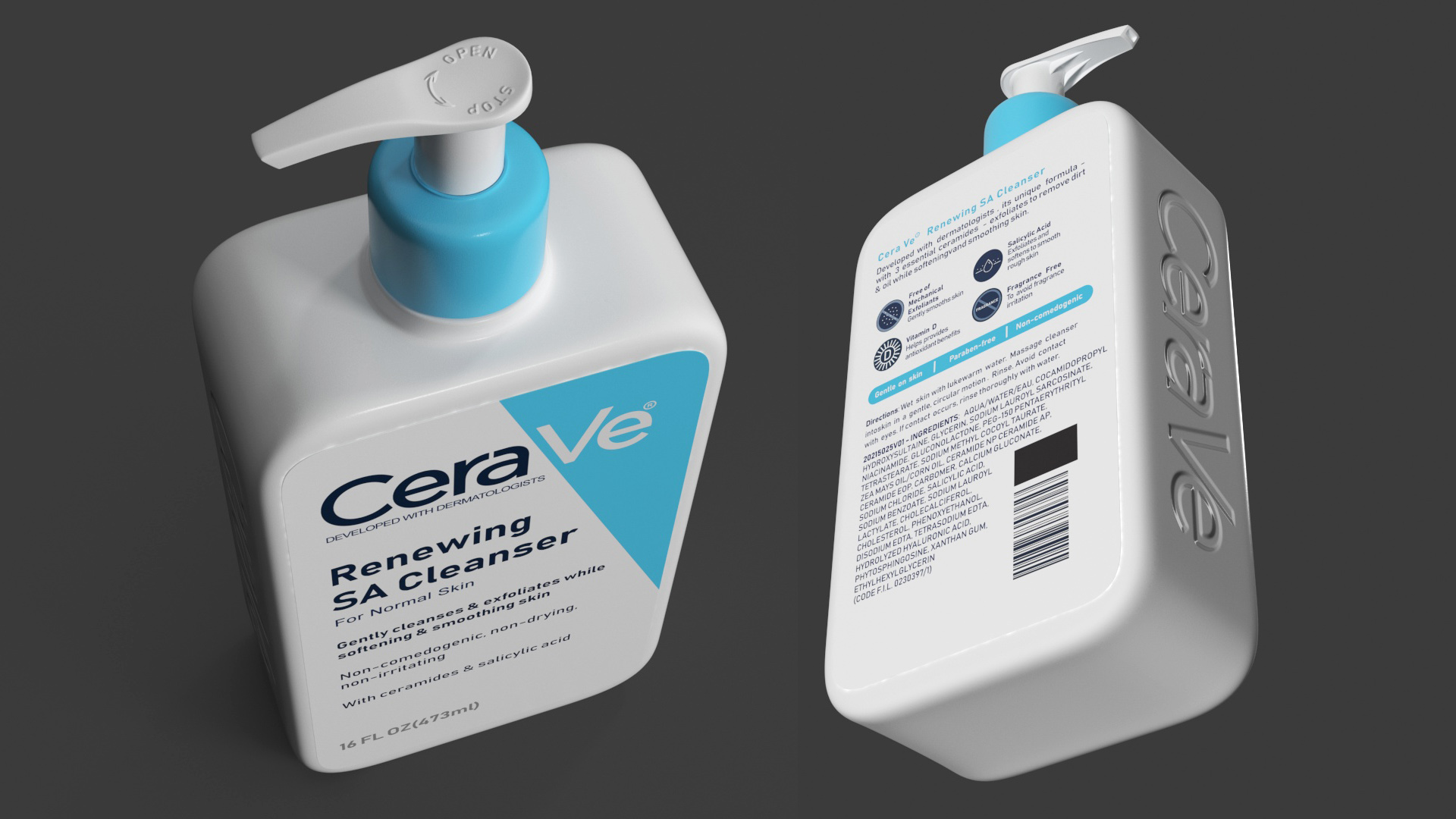 CeraVe Cleanser Dispenser Bottle 473 ml Blue 3D model