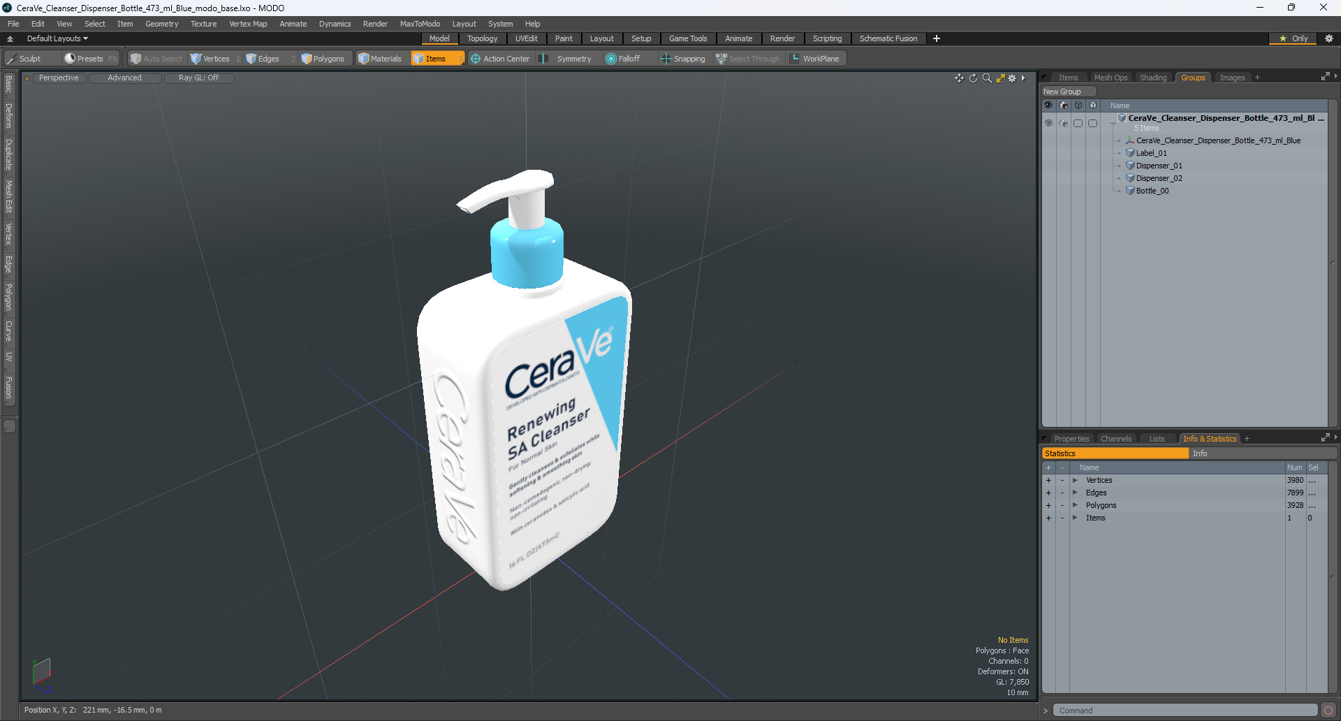 CeraVe Cleanser Dispenser Bottle 473 ml Blue 3D model