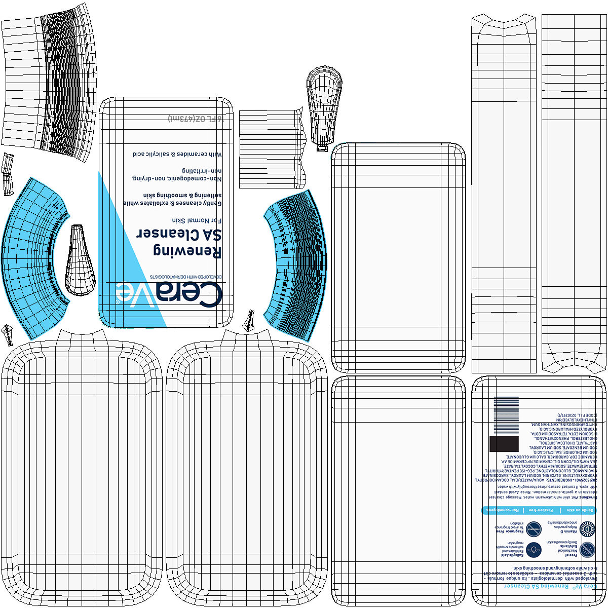 CeraVe Cleanser Dispenser Bottle 473 ml Blue 3D model