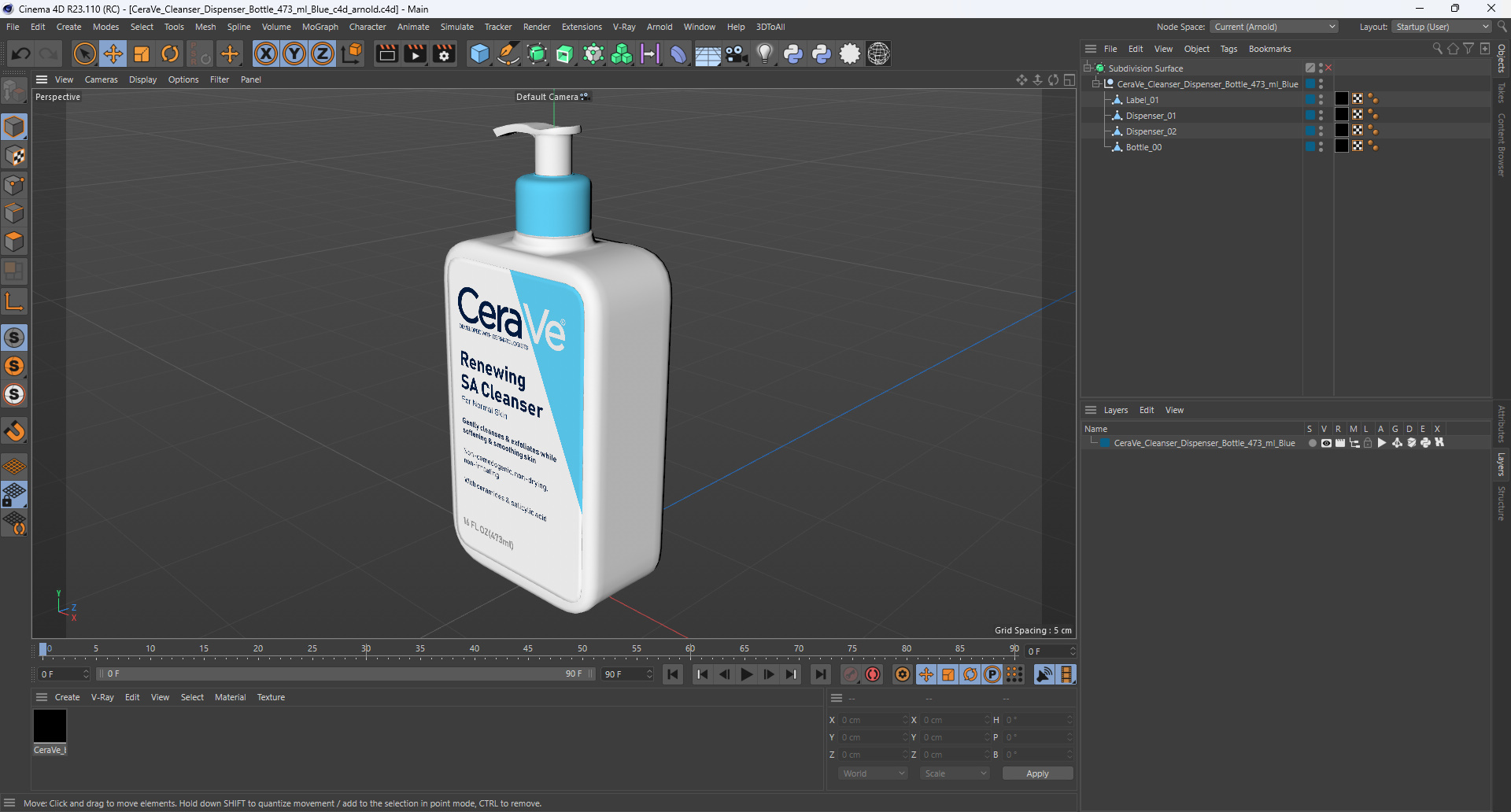 CeraVe Cleanser Dispenser Bottle 473 ml Blue 3D model