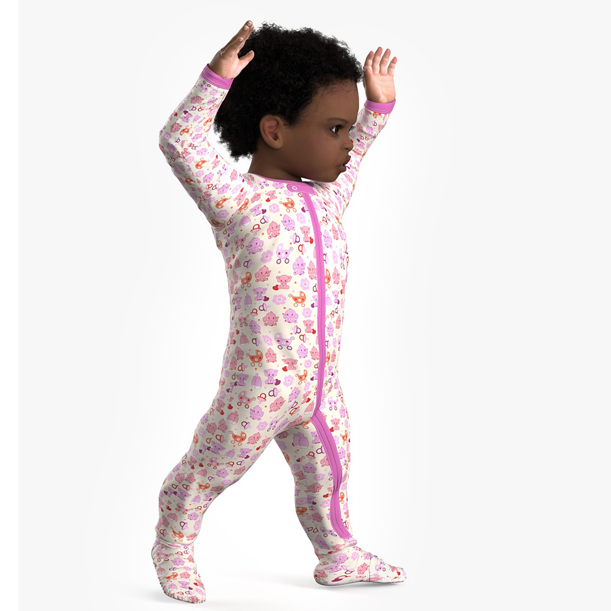 3D Little African Girl Light Skin in Full Bodysuit Fur Rigged model
