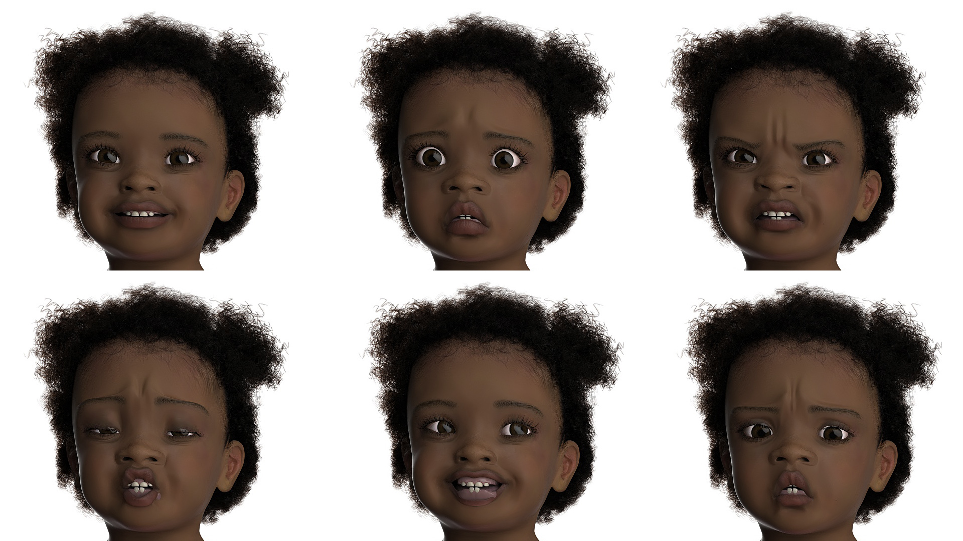 3D Little African Girl Light Skin in Full Bodysuit Fur Rigged model