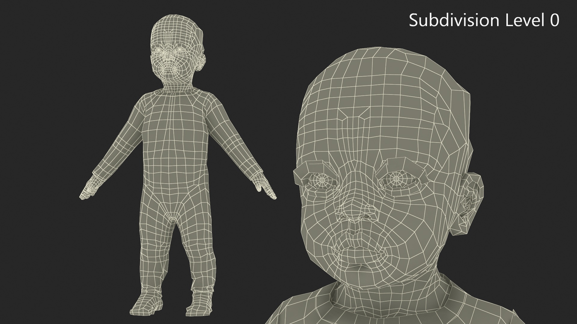 3D Little African Girl Light Skin in Full Bodysuit Fur Rigged model