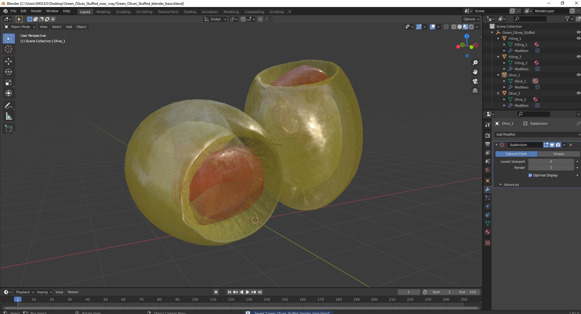 3D model Green Olives Stuffed