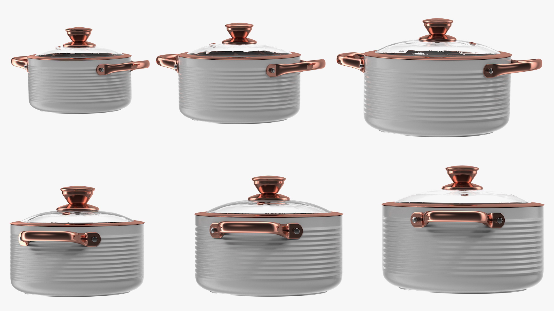 3D Tower White Cooking Pot with Lid Set