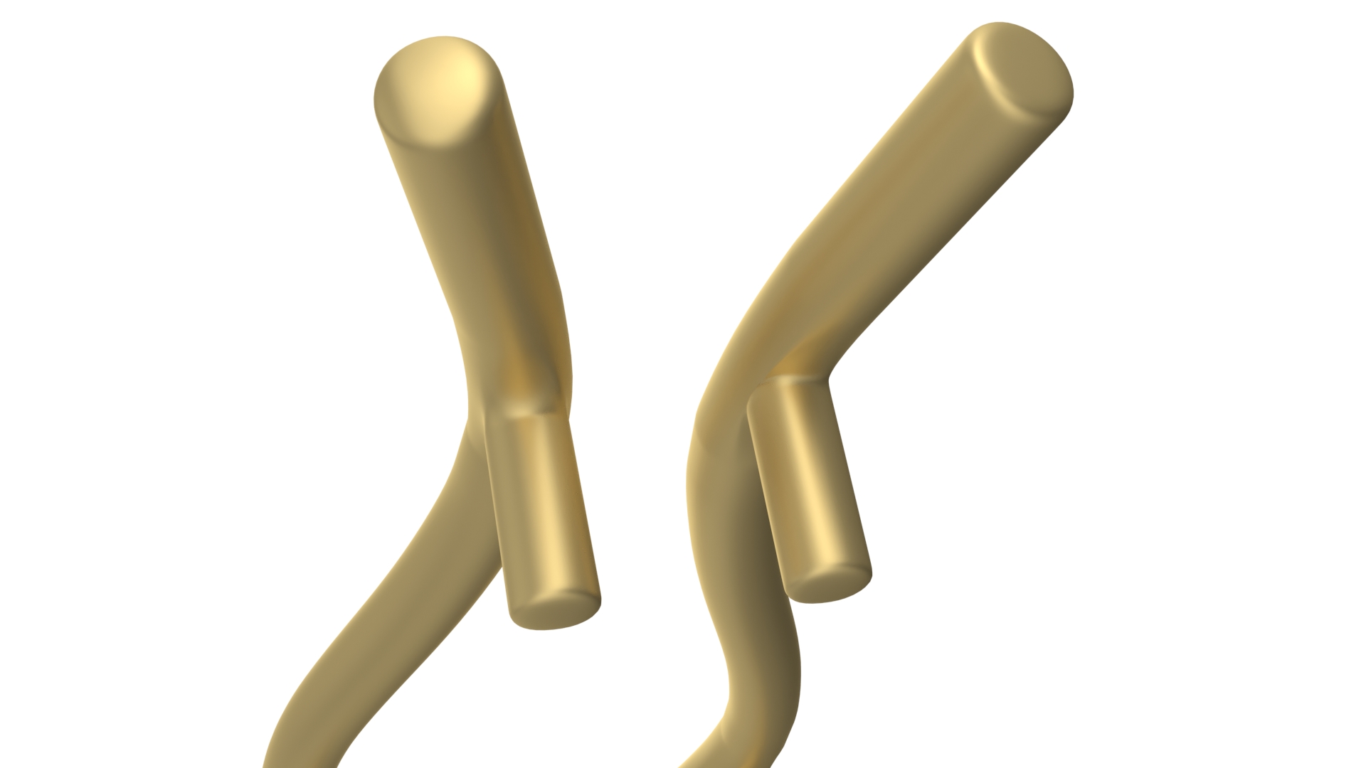 Door Handles Thin Wave Gold 3D
