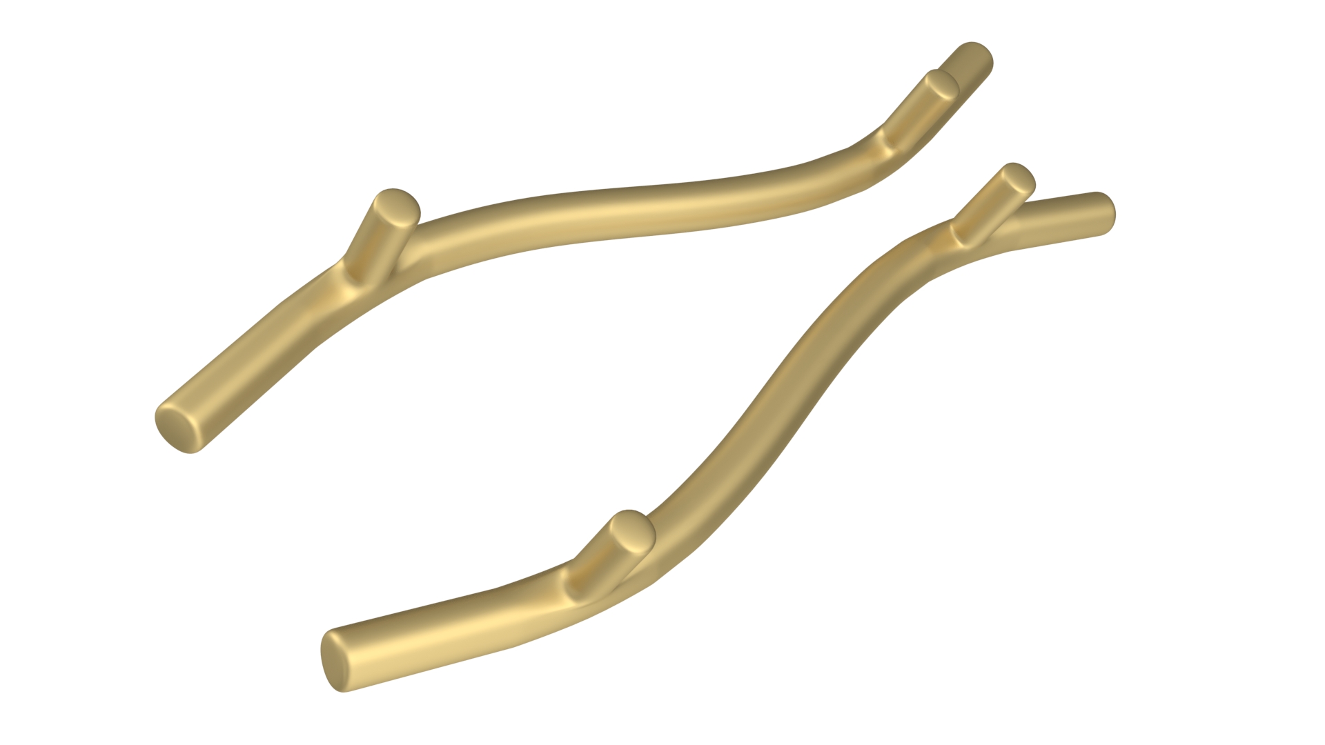 Door Handles Thin Wave Gold 3D