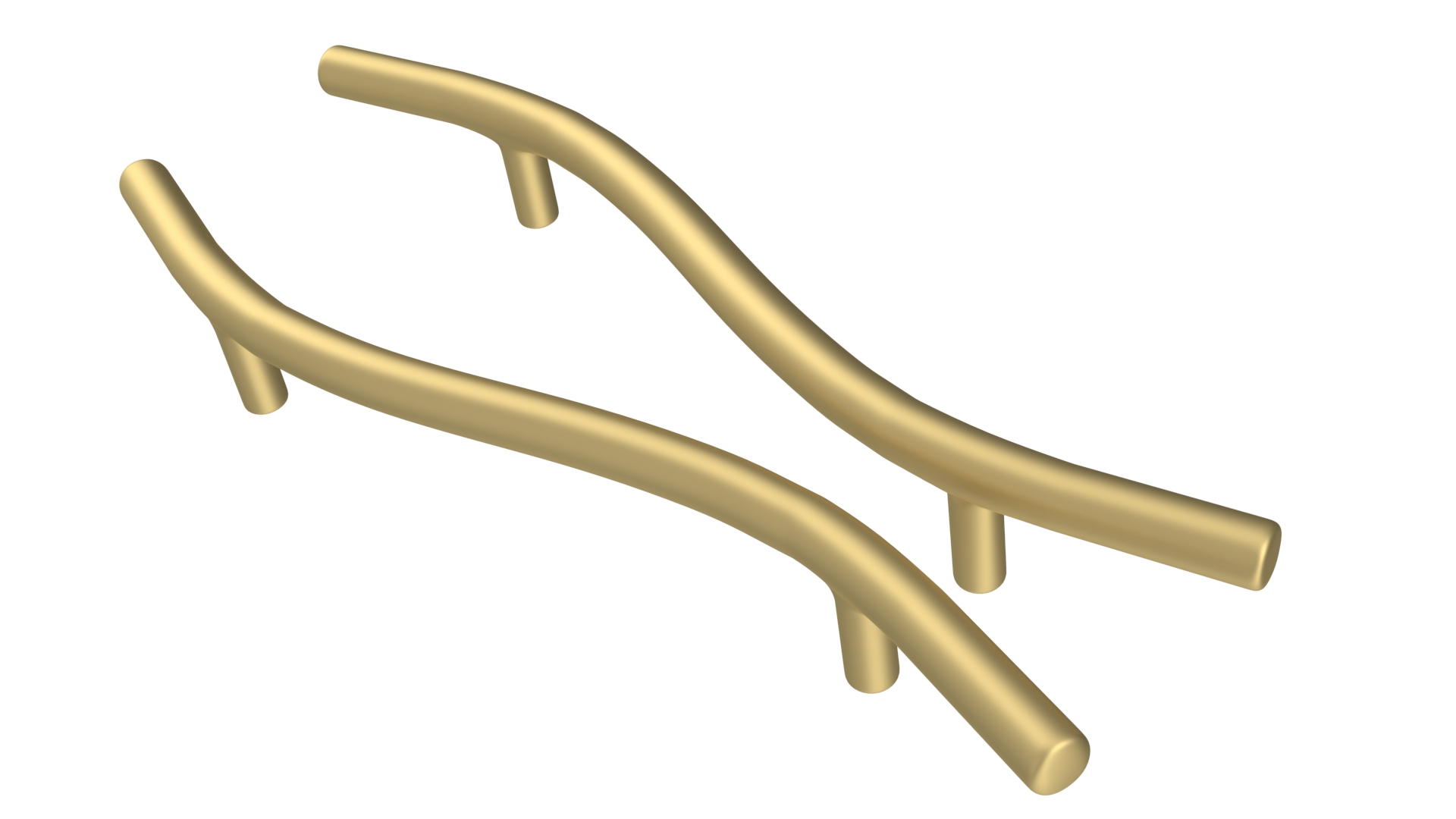 Door Handles Thin Wave Gold 3D