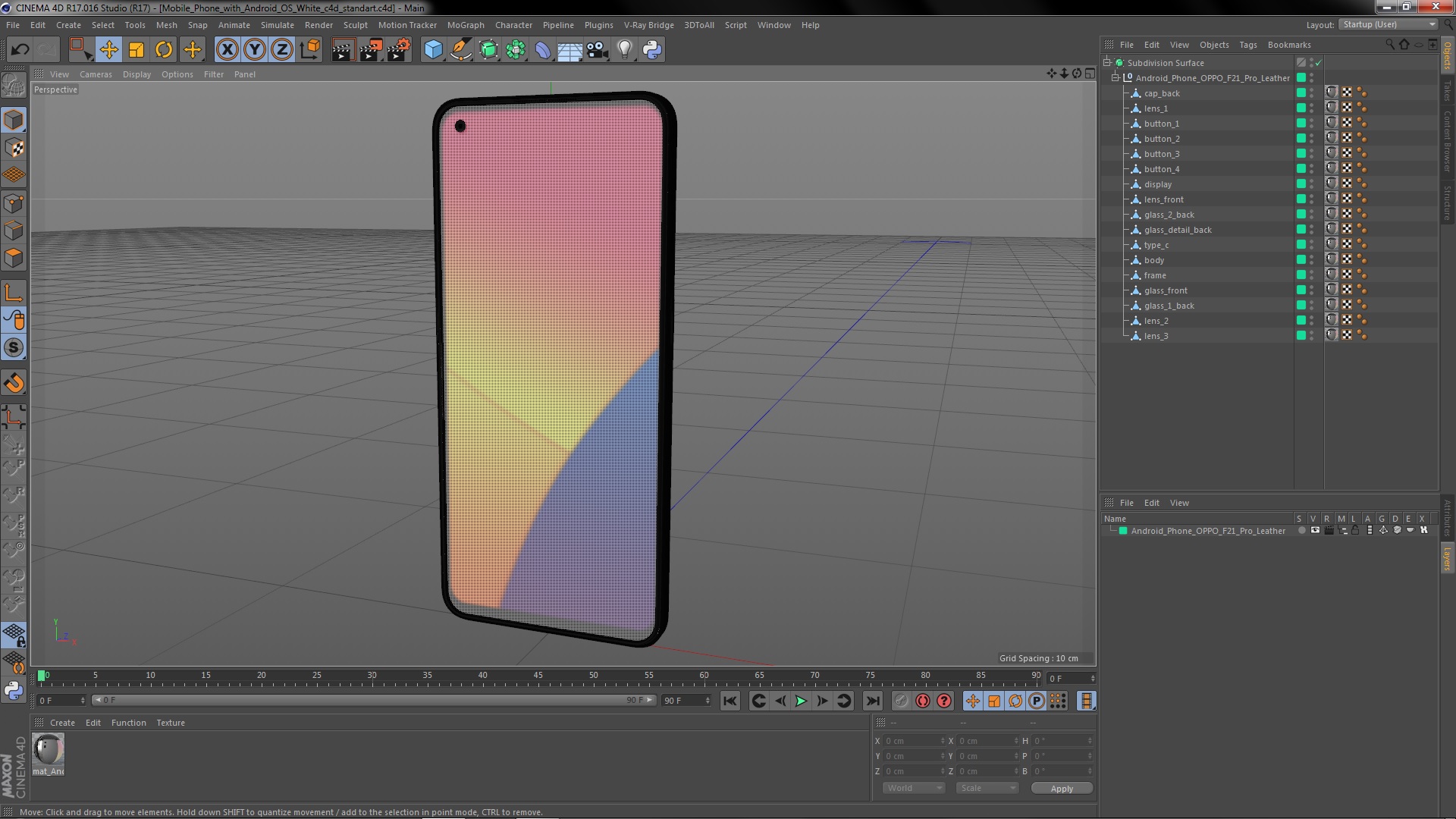Mobile Phone with Android OS White 3D model
