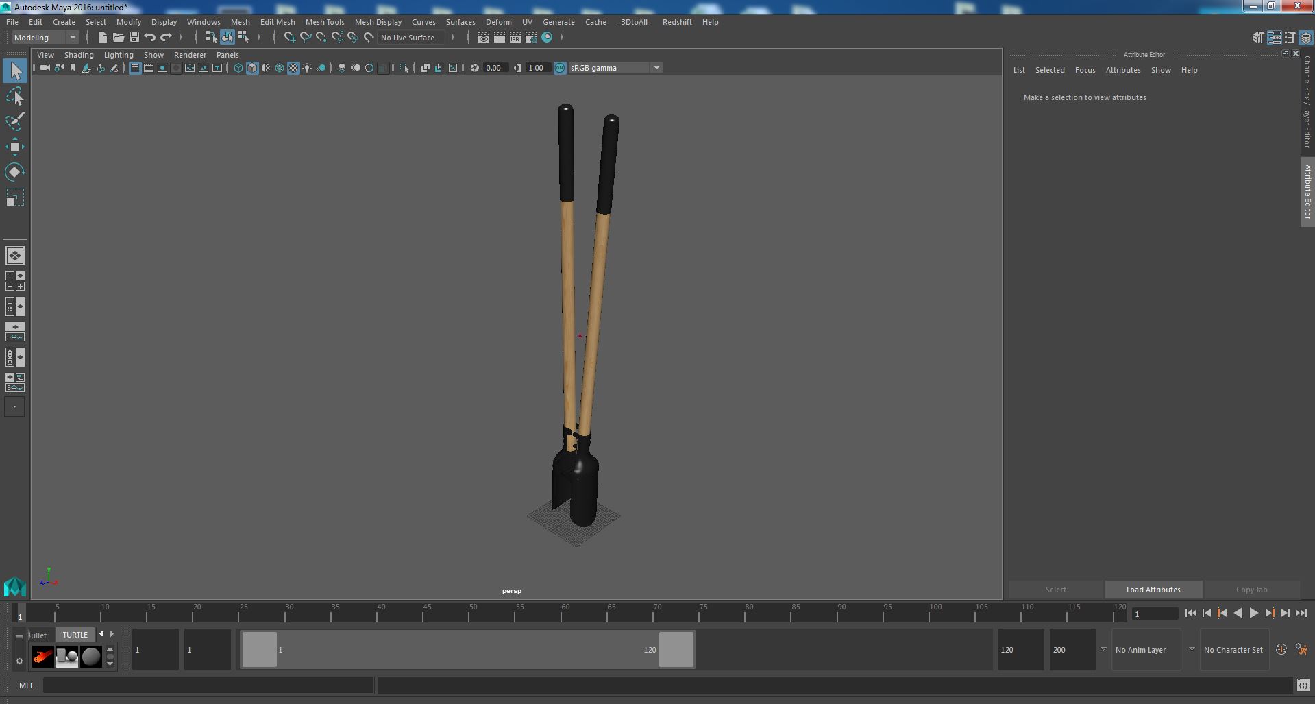 3D Hole Digger Wood Handle model