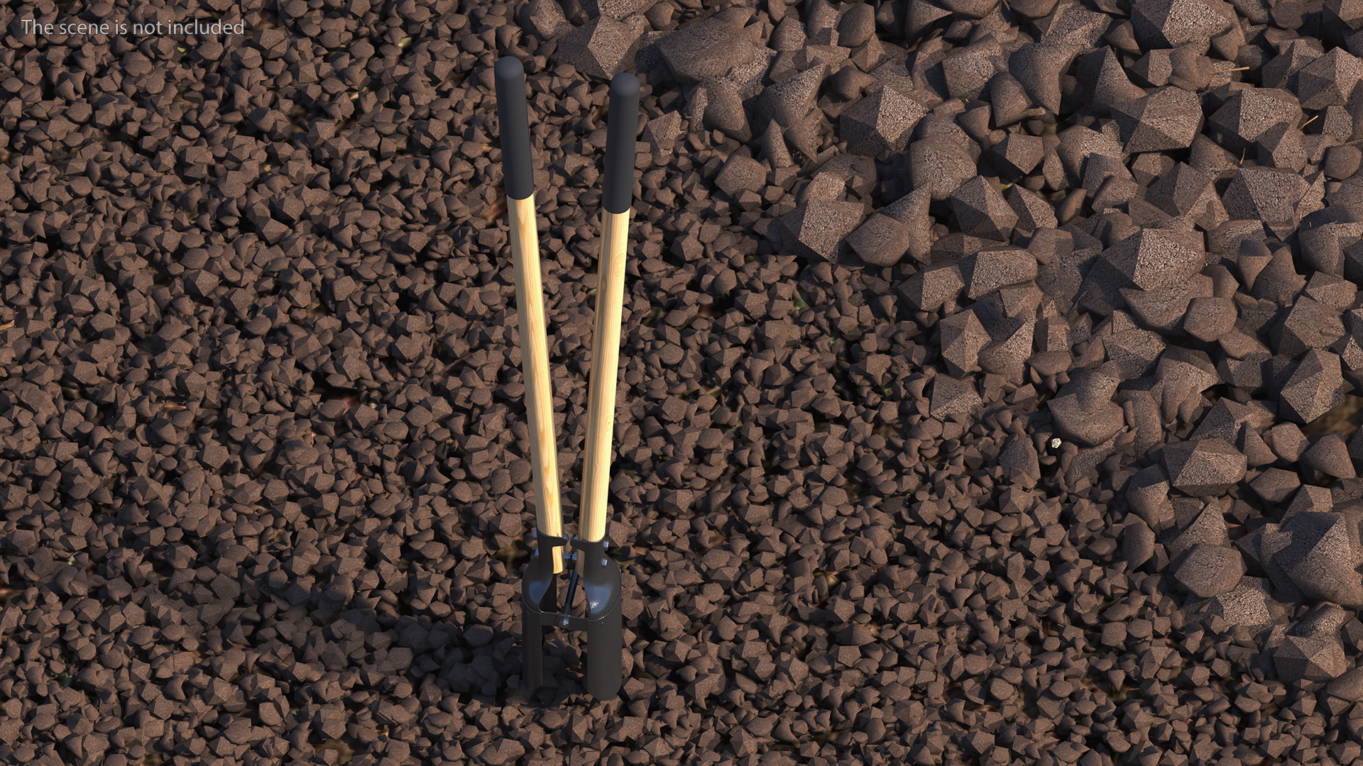 3D Hole Digger Wood Handle model